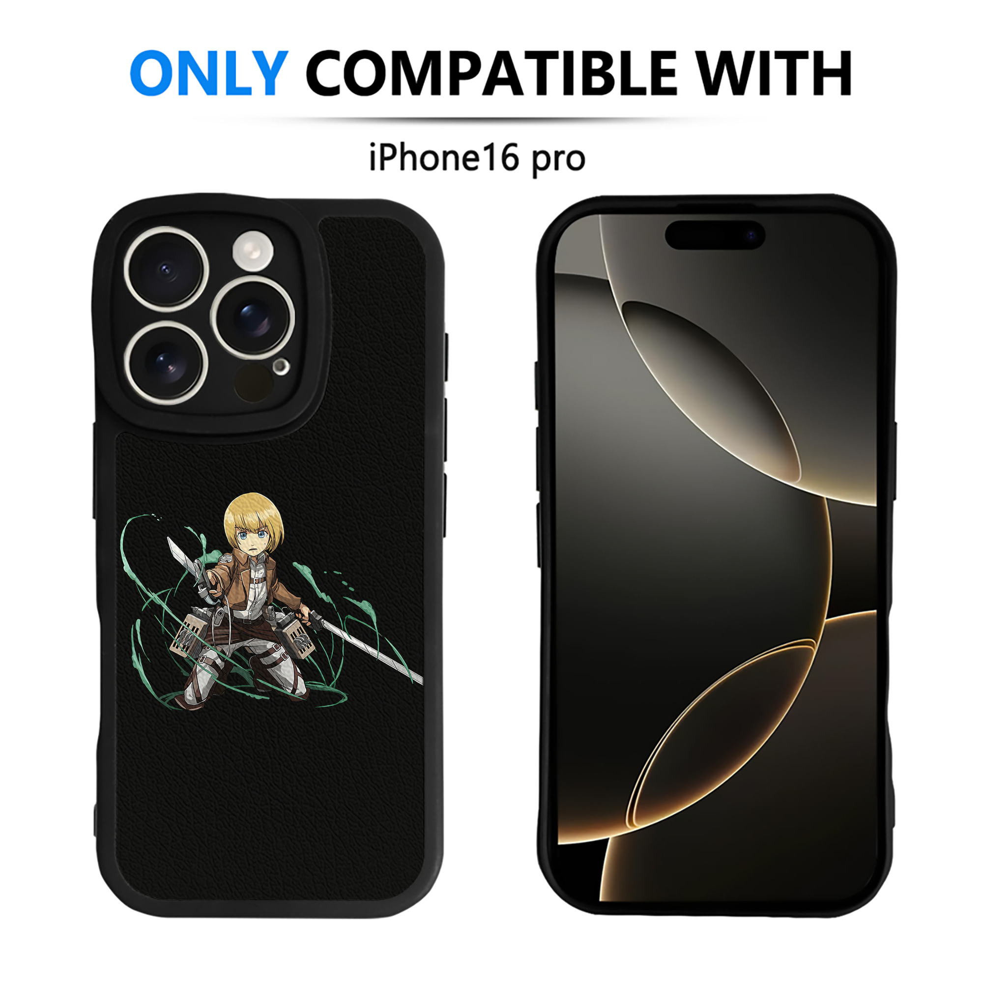 （画像用） 進撃の巨人 アルミン·アルレルト Attack on Titan Armin Arlert 【iPhone 16シリーズ対応】シリコンスマホケース（レザー調） 材質：シリコン